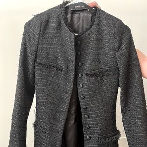 Zara basic black tweed peacoat